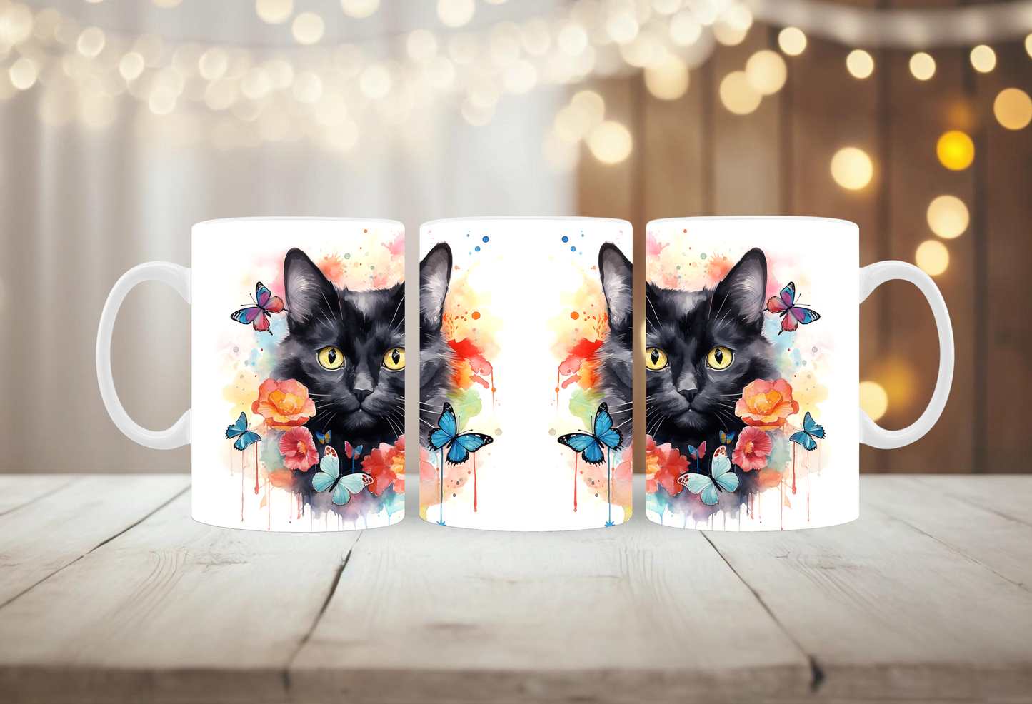 Schwarze Katze- Blumen
