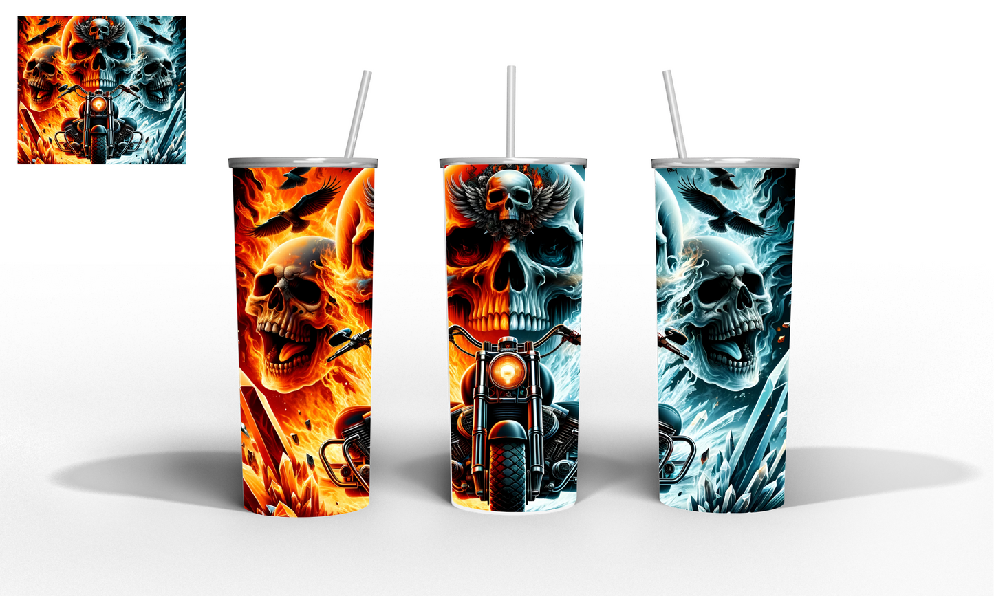Motorrad Skull - Feuer & Eis