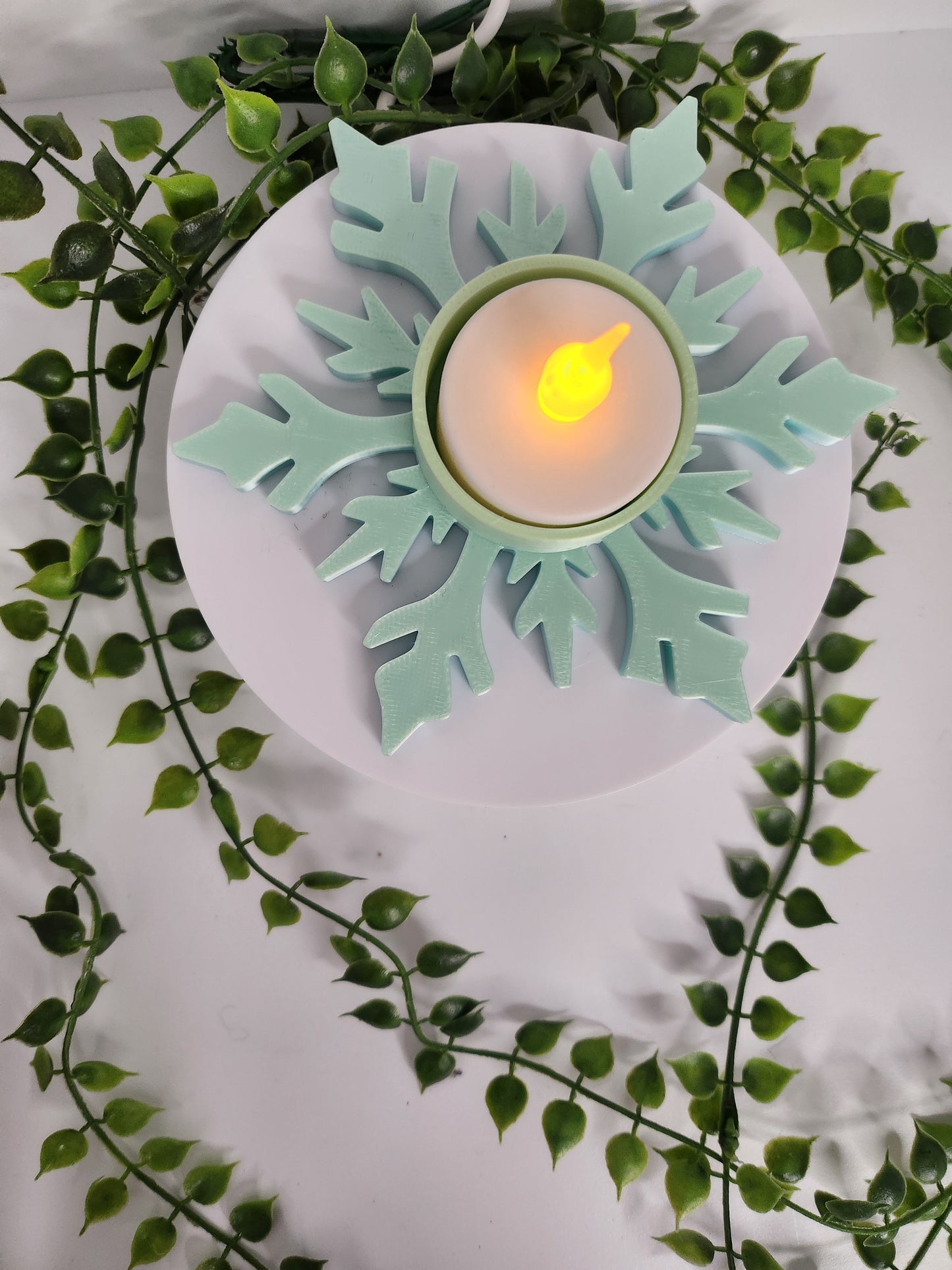 Schneeflocke Teelicht Mint