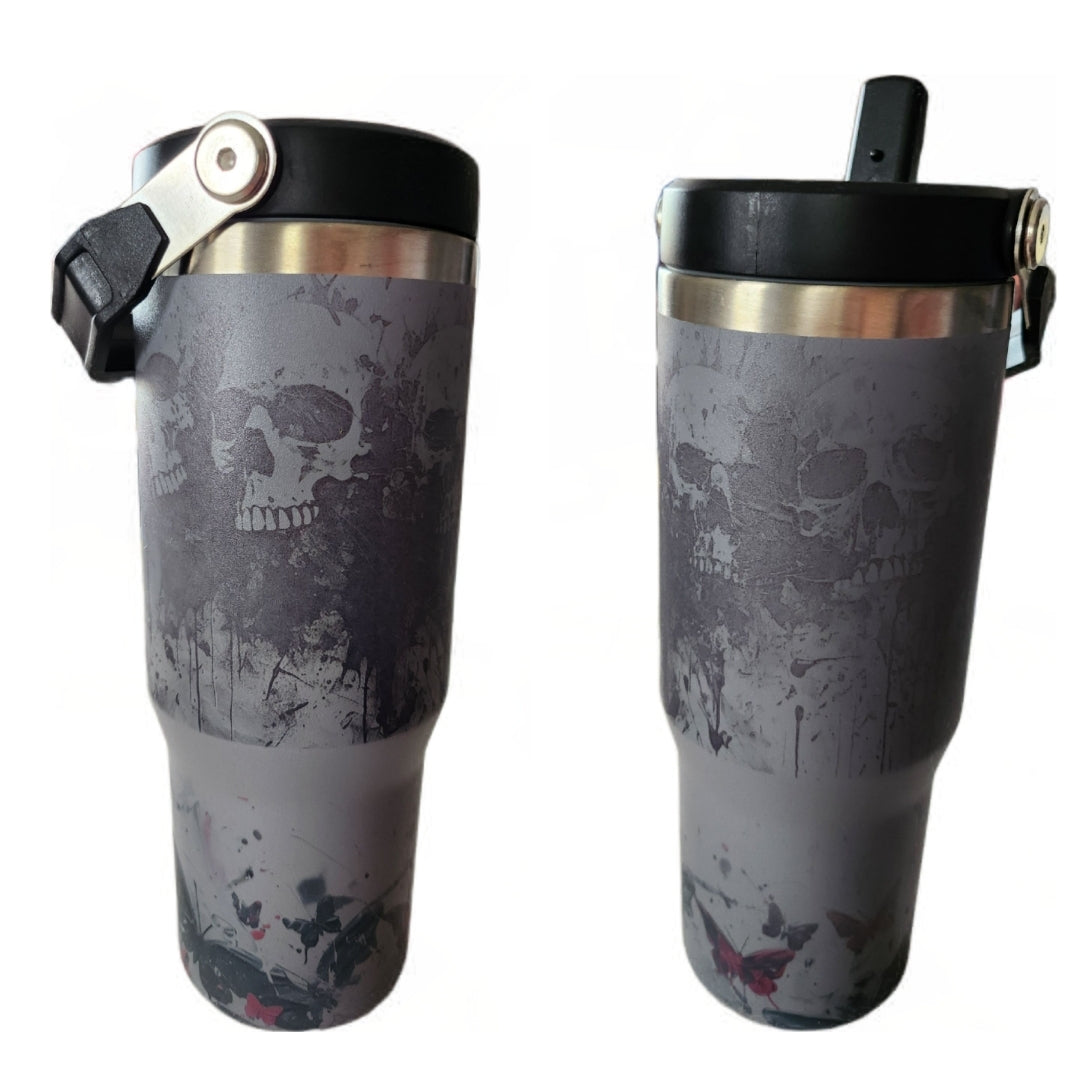 900ml grauer skull tumbler matt