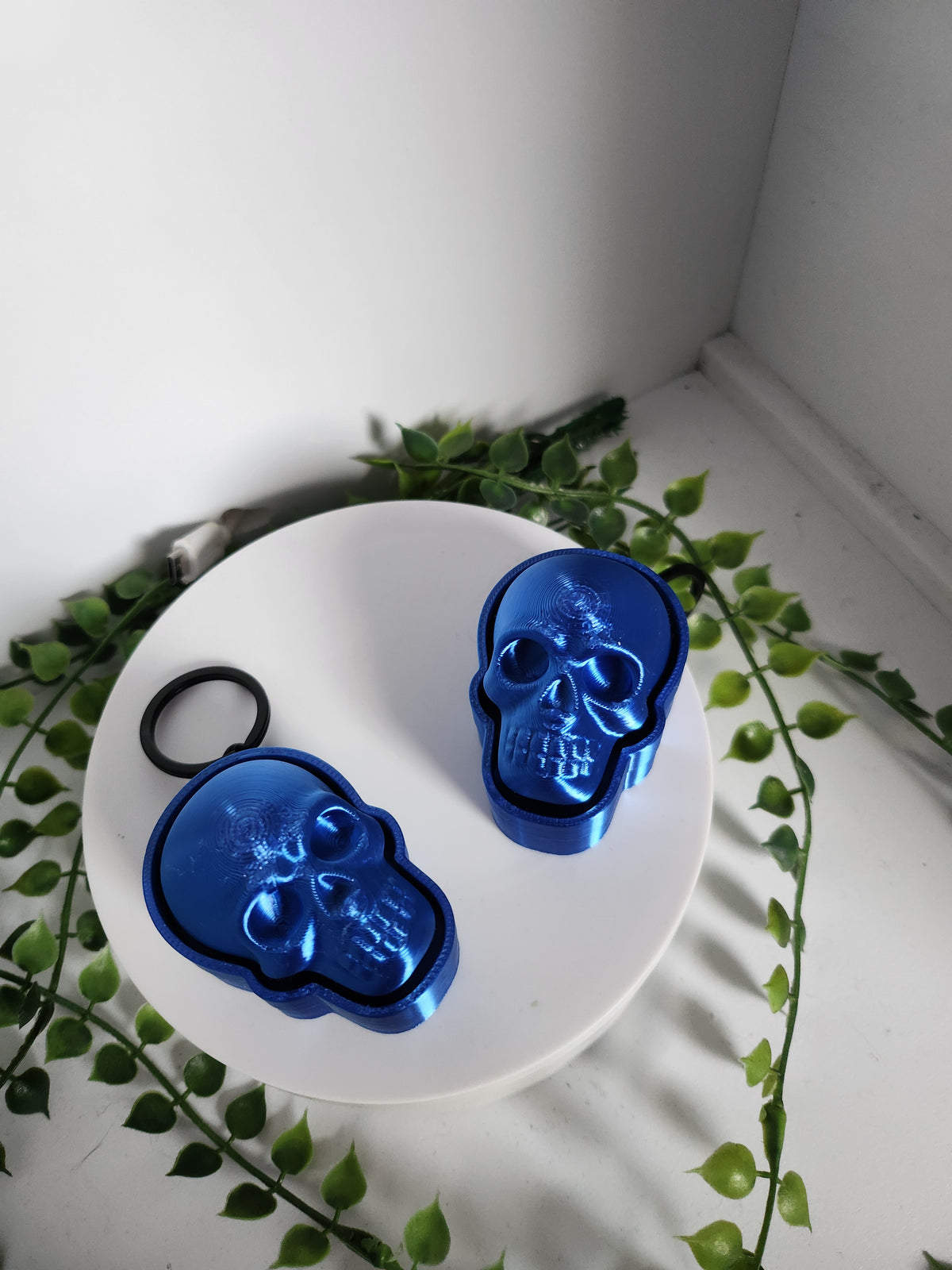 Clicker schlüsselanhänger- skull Royalblau