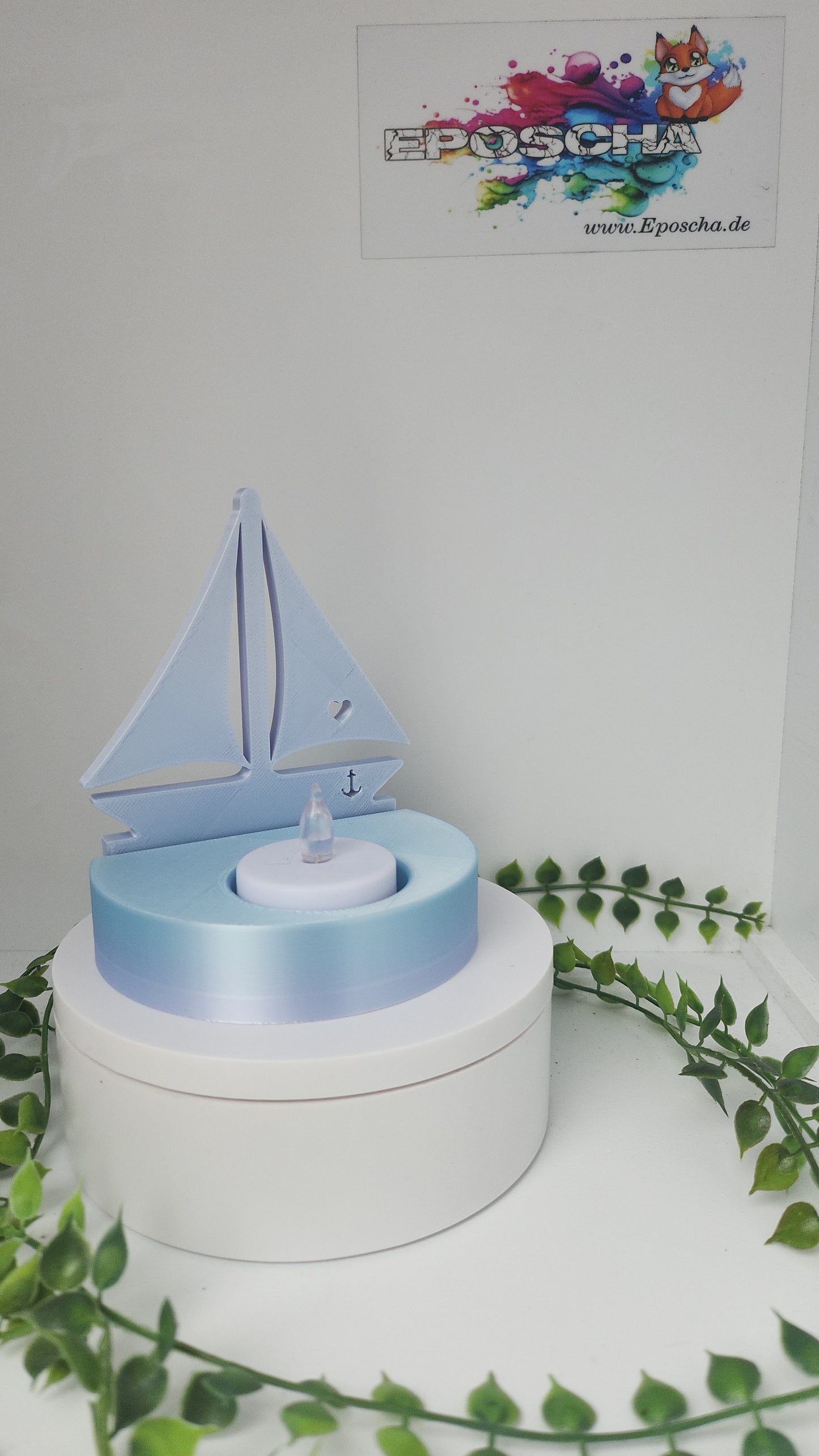 Teelichthalter Boot-blau/lila