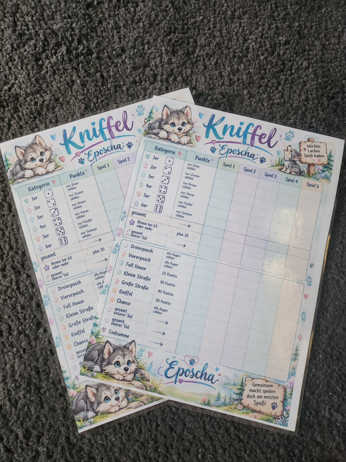 Kniffel Spielebogen - wolf