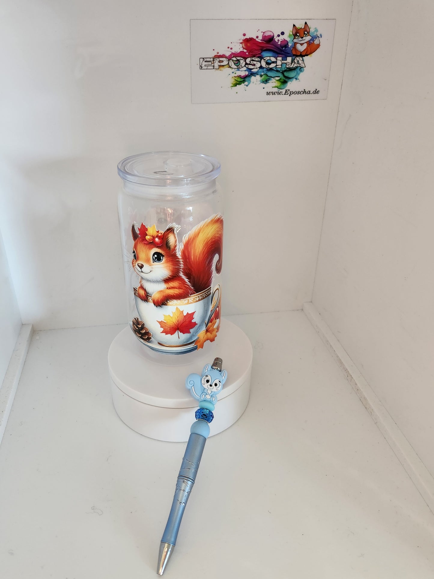 Trinkbecher + kugelschreiber set- Eichhörnchen