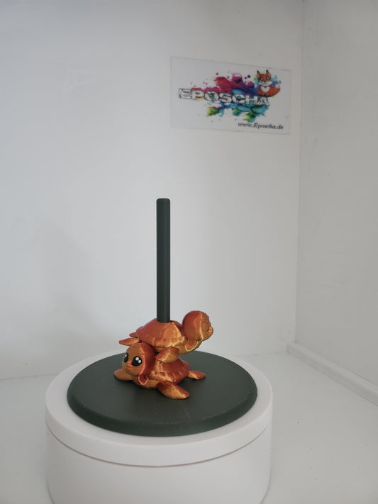 Schildkröte Strohhalm-Topper rot/gold