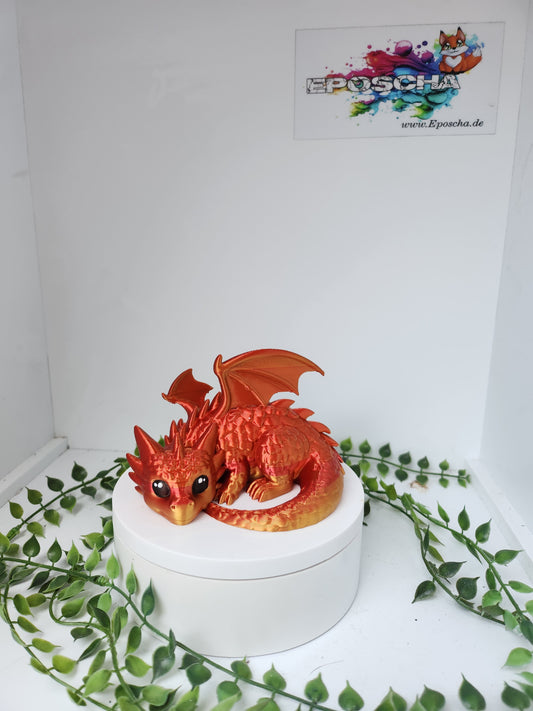 Liegender drache - rot/gold