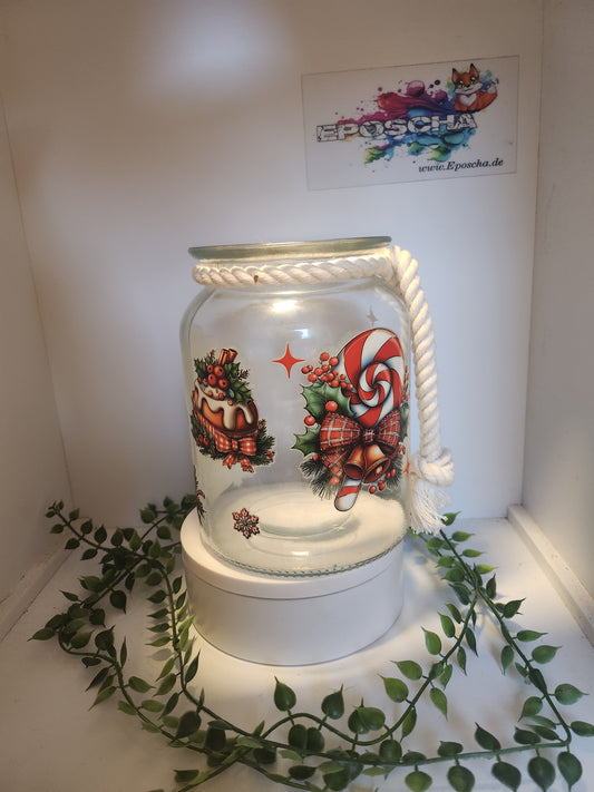 Winter Teelicht glas groß