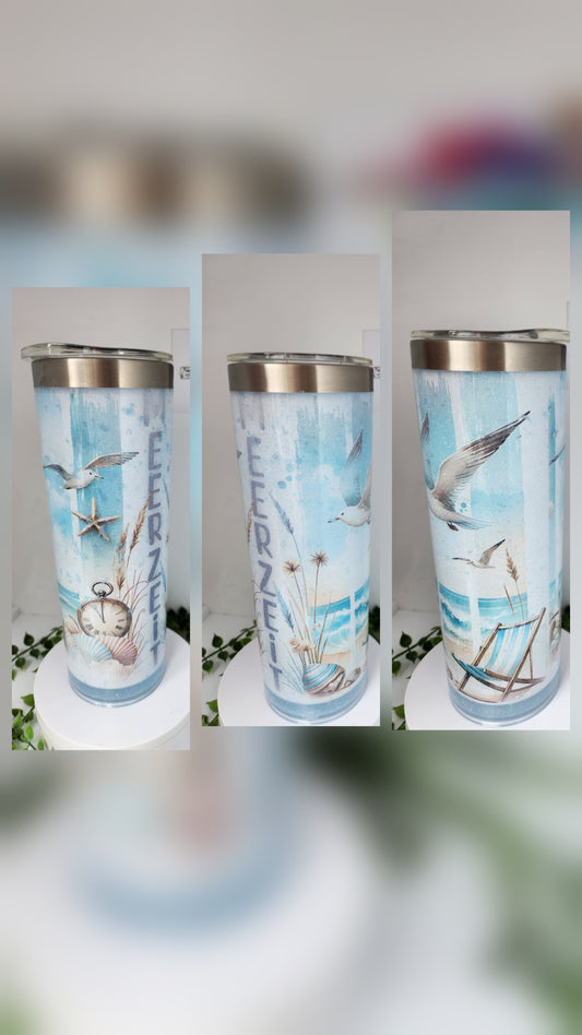 Snowglobe Edelstahl tumbler "Meerzeit"