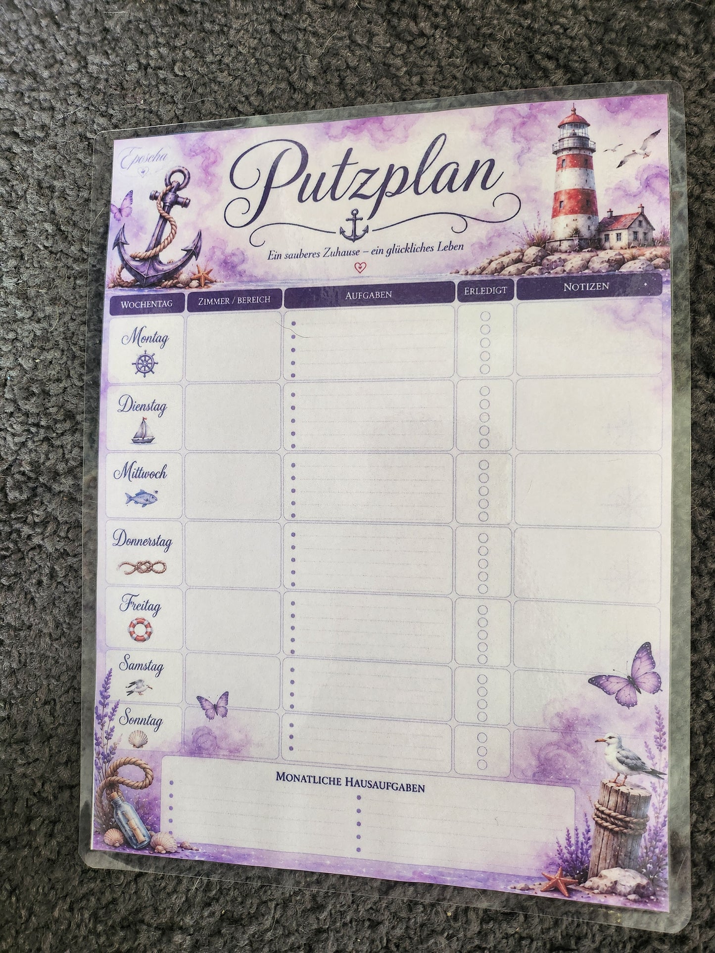Putzplan - lila schmetterlings-küste