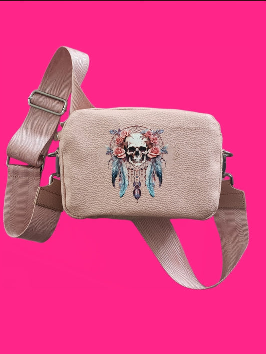 Handtasche rosa - traumfänger skull