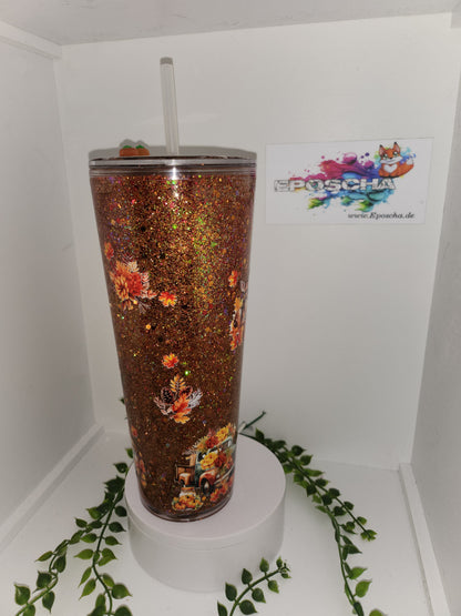 Herbst Glitzerbecher 700ml