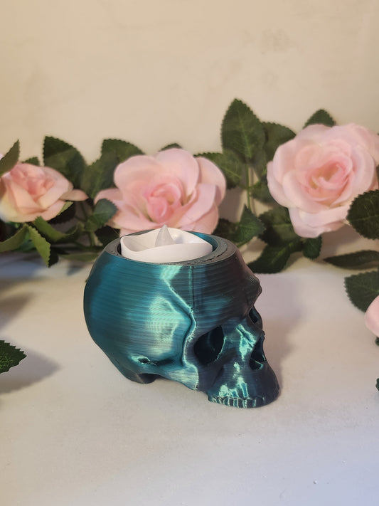 LED Teelicht skull -Grün/Schwarz