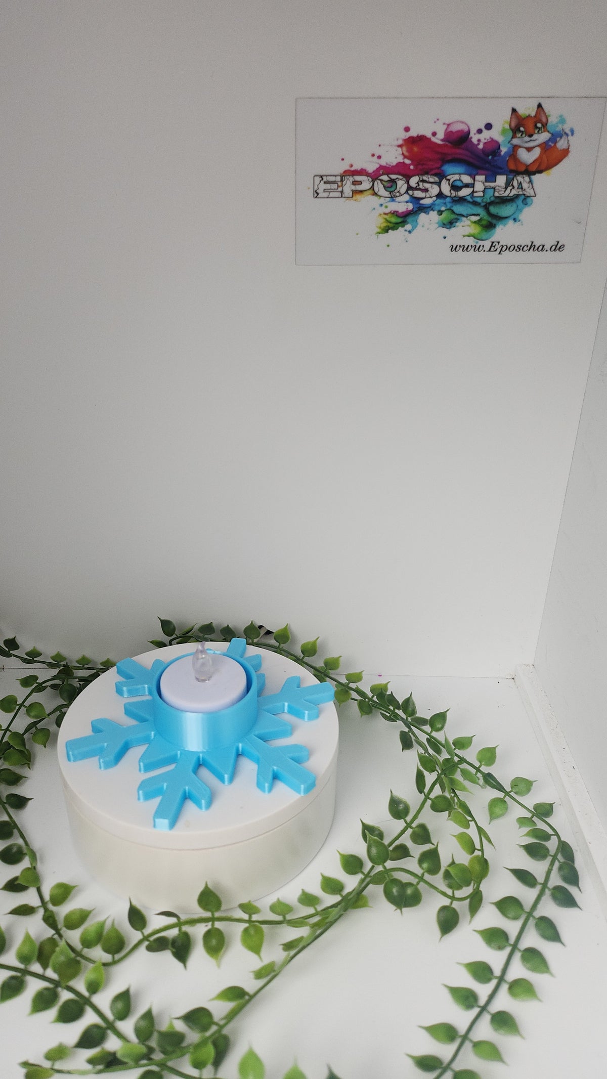 Schneeflocken Teelicht- Eisblau