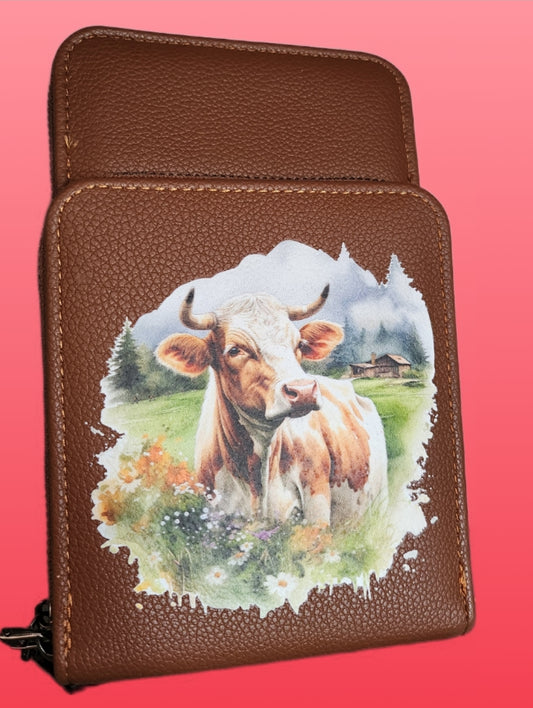 Tasche mit Handyfach - kuh