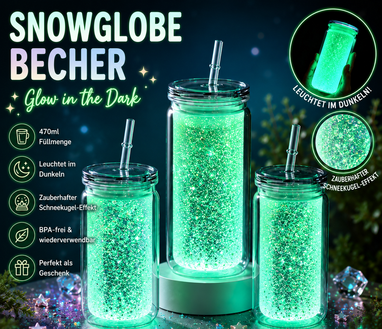 Glow in the dark snowglobe