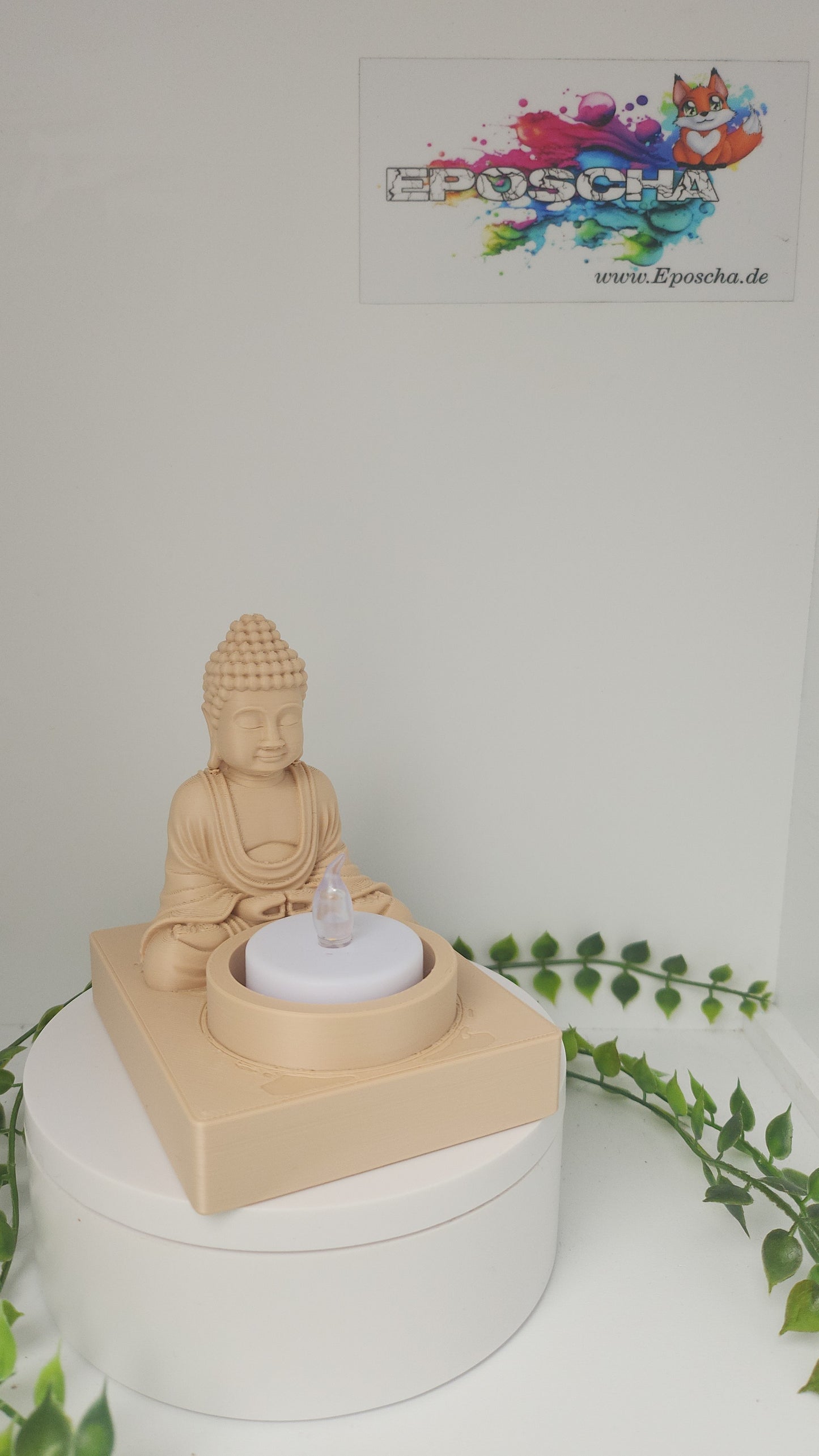 Buddha Teelichthalter- Beige