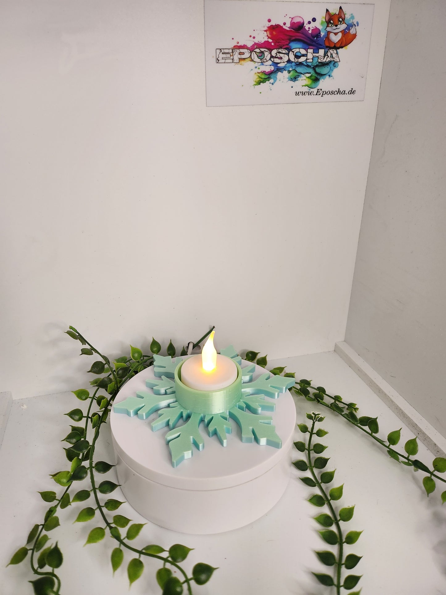 Schneeflocke Teelicht Mint
