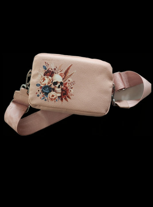 Handtasche rosa / Totenkopf