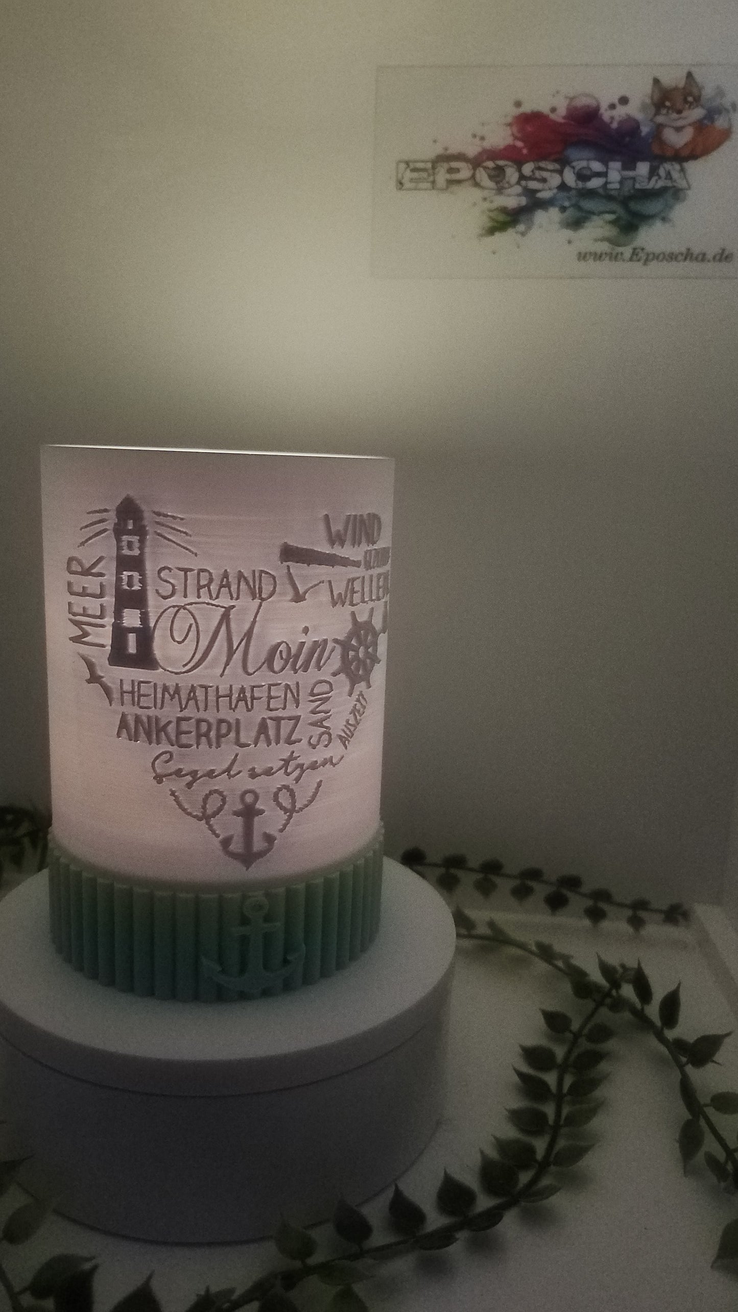 Windlicht maritim metallic